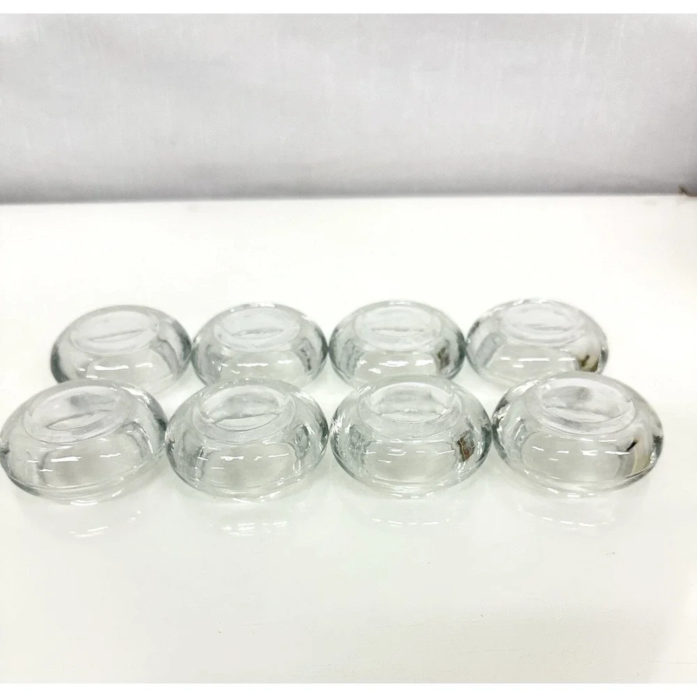 Heavy Glass Round Tea Light Candle Holders Mid Century Modern Art DECO Lot of 8